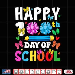 Design Happy 100th Day of School Coquette Bow 100 Days Girls Shirt