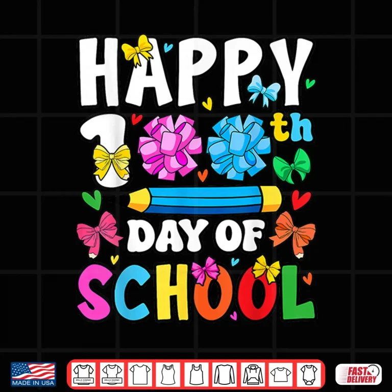 Design Happy 100th Day of School Coquette Bow 100 Days Girls Shirt