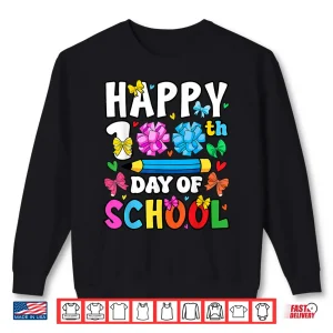 Sweatshirt Happy 100th Day of School Coquette Bow 100 Days Girls Shirt