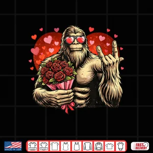 Design Funny Valentines Day Bigfoot Heart Sasquatch Men Boys Kids Shirt