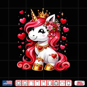 Design Cute Unicorn Heart Valentines Day Girls Kids Women Valentine Shirt