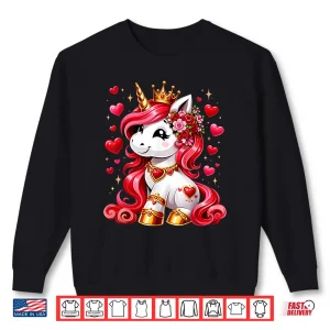 Sweatshirt Cute Unicorn Heart Valentines Day Girls Kids Women Valentine Shirt