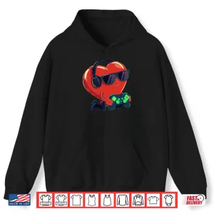 Hoodie Funny Valentine Heart Video Game Design Gamer Holiday Humor Shirt