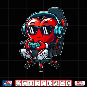 Design Funny Gamer Hearts Valentines Day Boys Kids Son Video Games Shirt