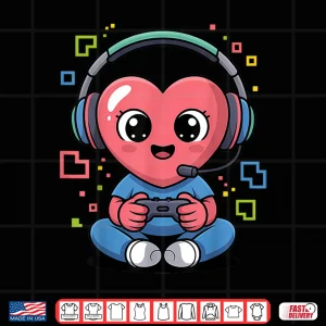 Cute Gamer Heart With Headset And Controller Valentine Shirt 4 Design Cute Gamer Heart with Headset and Controller Valentine Shirt
