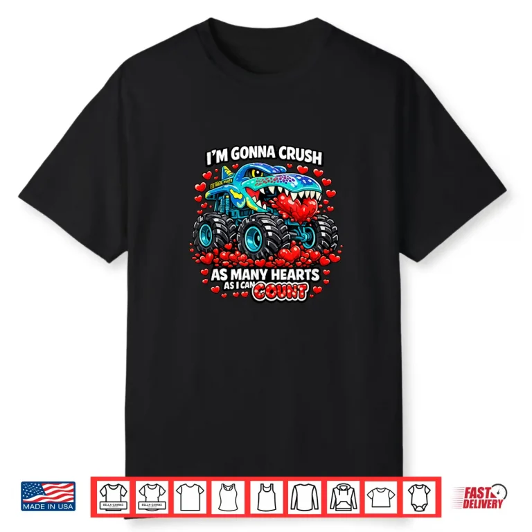 Monster Truck Toddler Valentines Shirt 1