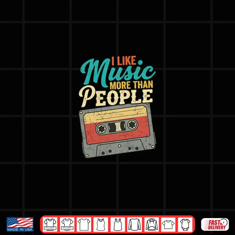 Design I Like Music More Than People Retro Tape 90s Shirt 1