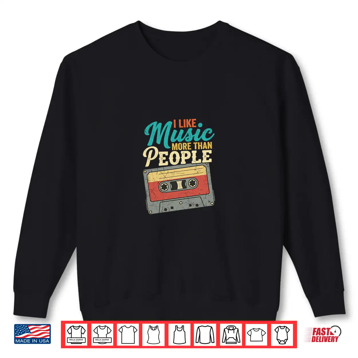 I Like Music More Than People Retro Tape 90S Shirt I Like Music More Than People Retro Tape 90S Shirt