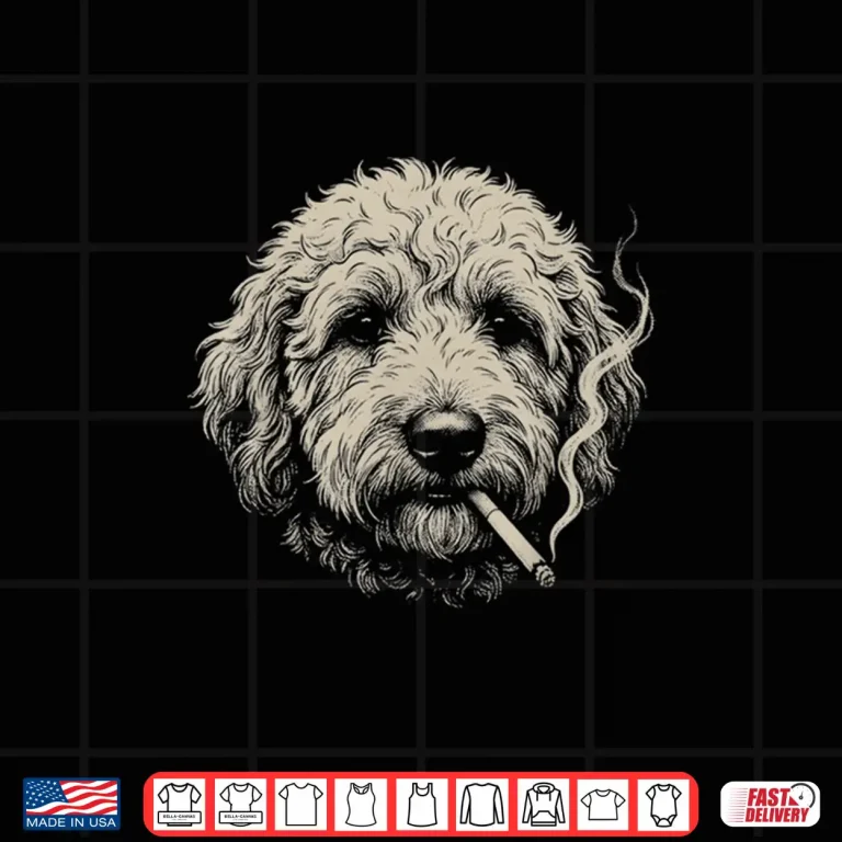Design Dog Smoking Cigarette Funny Goldendoodle Meme Shirt 1