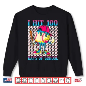 Sweatshirt Baseball Ice Cream Drip 100 Days of School Boys Girls 100th Shirt 1