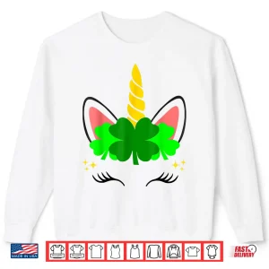 Sweatshirt Unicorn Face St Patricks Day Irish Women Girls Kids Shirt