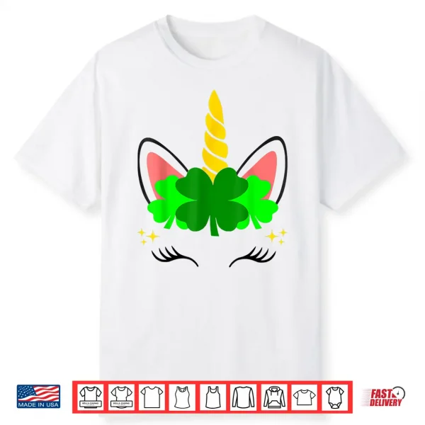 Unicorn Face St Patrick’S Day Irish Women Girls Kids Shirt
