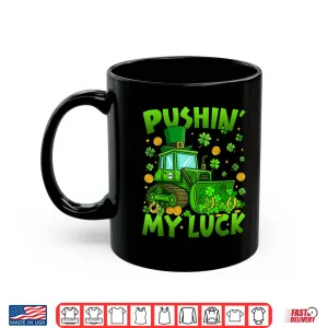 Mug Pushing My Luck Tractor St Patricks Day Boys Toddler Kids Shirt