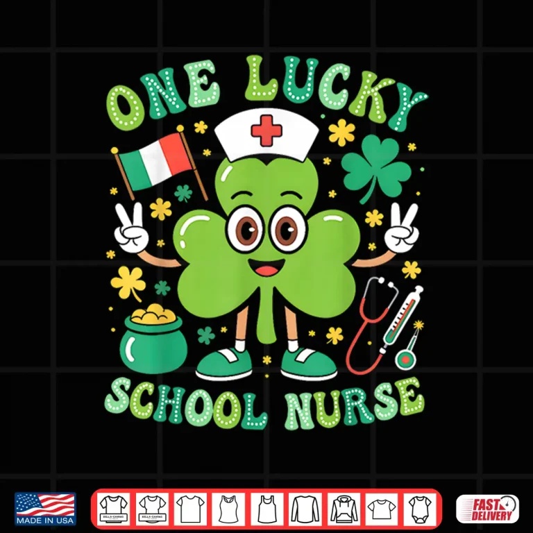 Design One Lucky School Nurse St Patricks Day Shamrock Irish Women Shirt