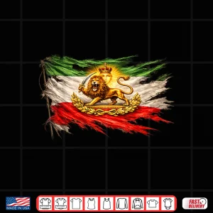 Design Iran Flag with Lion and Sun Emblem Vintage Persian Heritage Shirt