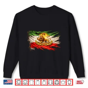 Sweatshirt Iran Flag with Lion and Sun Emblem Vintage Persian Heritage Shirt