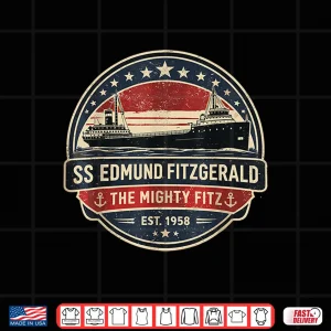 Design Edmund Fitzgerald Vintage Nautical Ship Badge Design Shirt