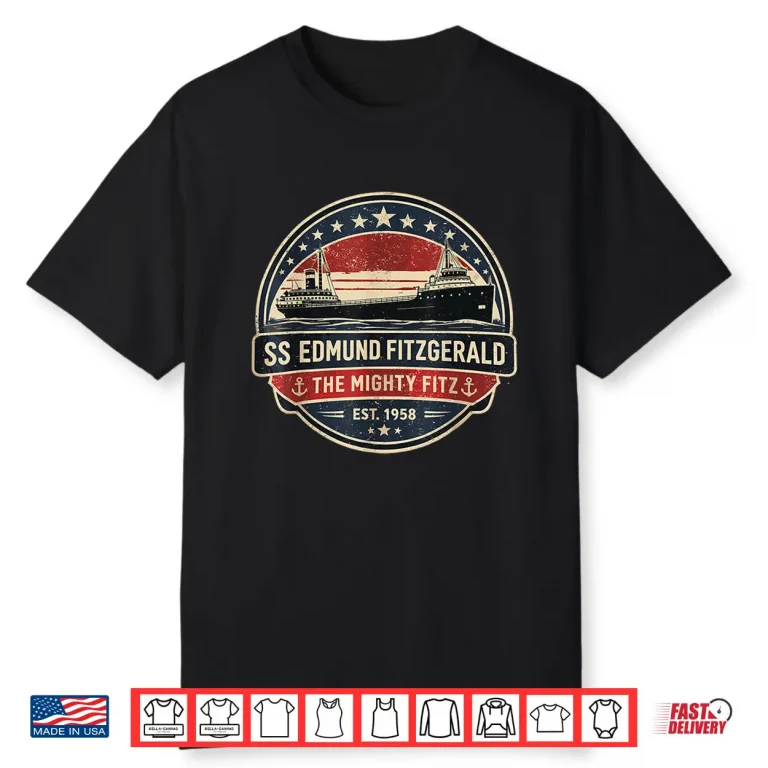 Edmund Fitzgerald Vintage Nautical Ship Badge Design Shirt