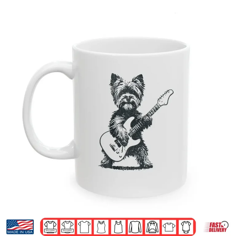 Vintage Yorkie Rock Dog Playing Guitar Funny Music Art Shirt 3 Mug Vintage Yorkie Rock Dog Playing Guitar Funny Music Art Shirt