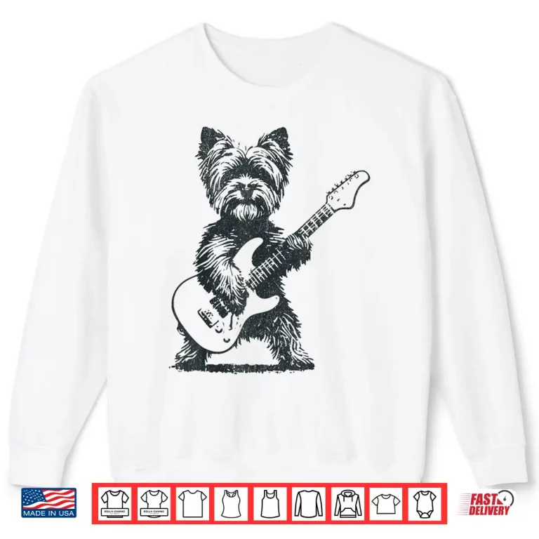 Vintage Yorkie Rock Dog Playing Guitar Funny Music Art Shirt 2 Sweatshirt Vintage Yorkie Rock Dog Playing Guitar Funny Music Art Shirt
