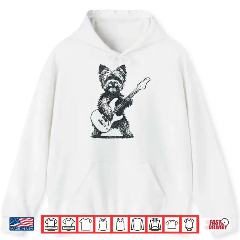 Vintage Yorkie Rock Dog Playing Guitar Funny Music Art Shirt 1 Hoodie Vintage Yorkie Rock Dog Playing Guitar Funny Music Art Shirt