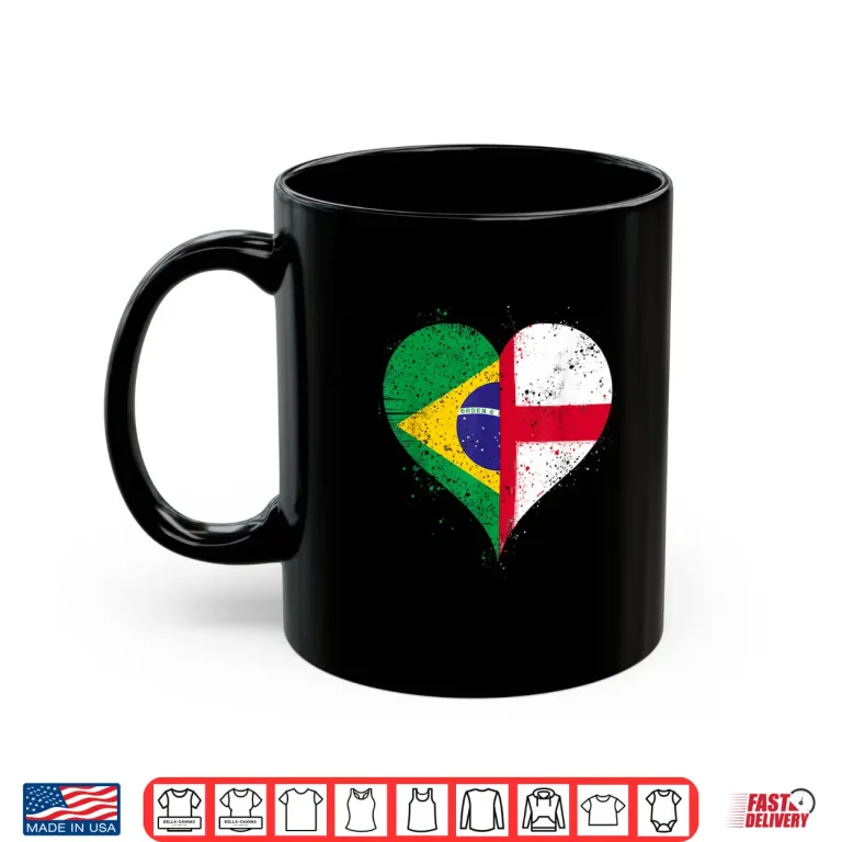 Vintage Brazil England Flag For Proud Brazilian English Fans Shirt 3 Mug Vintage Brazil England Flag for Proud Brazilian English Fans Shirt