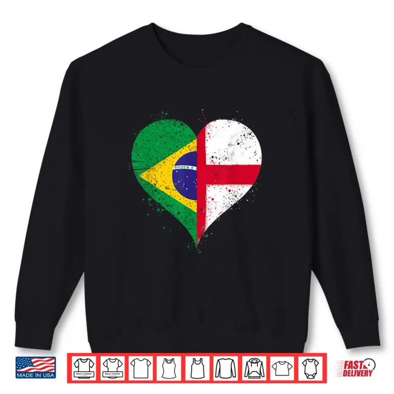 Vintage Brazil England Flag For Proud Brazilian English Fans Shirt 2 Sweatshirt Vintage Brazil England Flag for Proud Brazilian English Fans Shirt