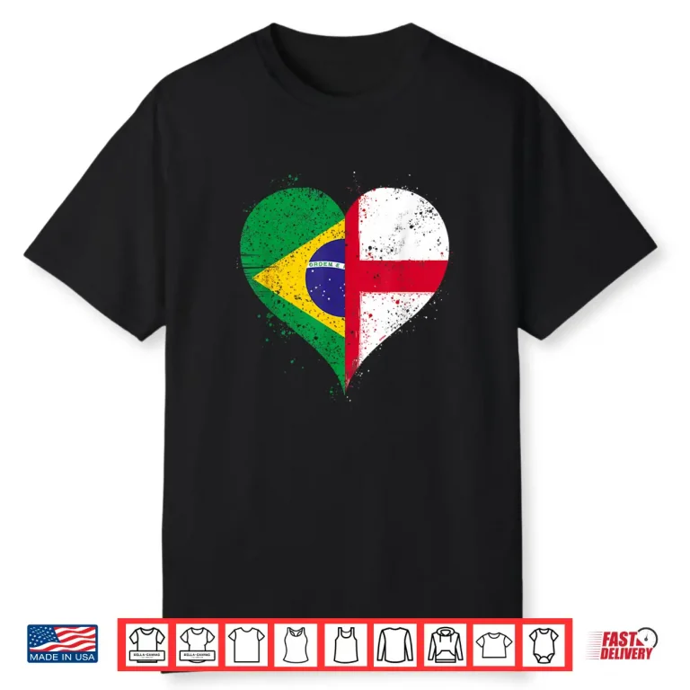 Vintage Brazil England Flag for Proud Brazilian English Fans Shirt