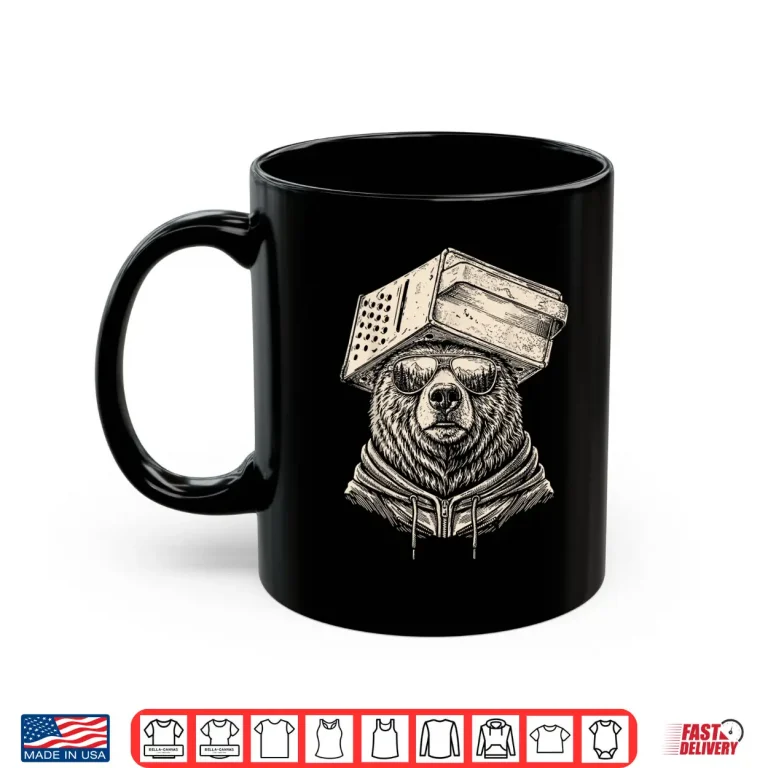 Retro Bear Wearing Cheese Grater Hat With Sunglasses Funny Shirt 3 Mug Retro Bear Wearing Cheese Grater Hat with Sunglasses Funny Shirt