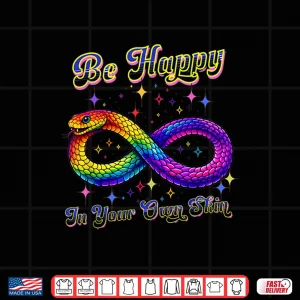 Design Rainbow Snake Be Happy in Your Own Skin Autism Awareness Shirt
