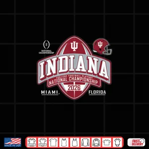 Design Indiana Hoosiers CFP National Championship 2026 Crest Black Shirt