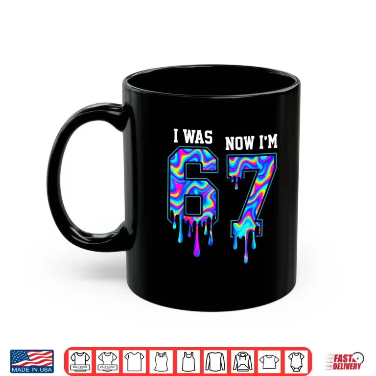 Mug Blue Checkered I was 6 Now Im 7 Birthday Boy Bday Kids Shirt