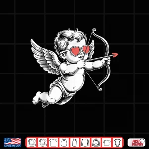Design Valentines Day Cupid Angel with Heart Sunglasses Shirt