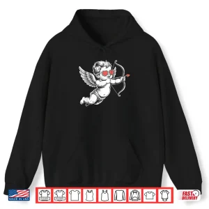 Hoodie Valentines Day Cupid Angel with Heart Sunglasses Shirt