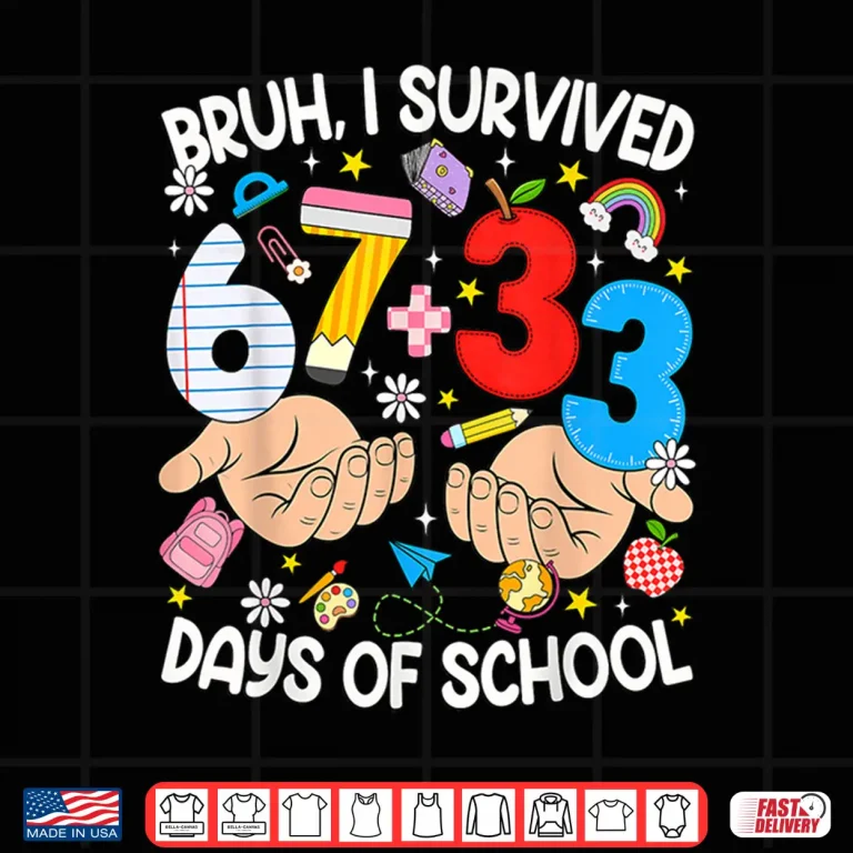 Bruh I Survived 67 33 Days Of School Six Seven Teachers Kids Shirt 4 Design Bruh I Survived 67 33 Days of School Six Seven Teachers Kids Shirt