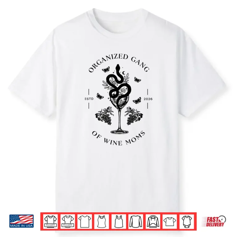 Organized Gang of Wine Moms Snake Wine Glass Emblem Shirt 1
