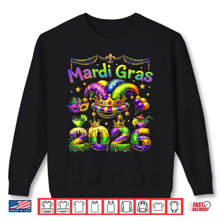 Sweatshirt Mardi Gras 2026 Carnival Jester Beads Parade Men Women Kids Shirt 1