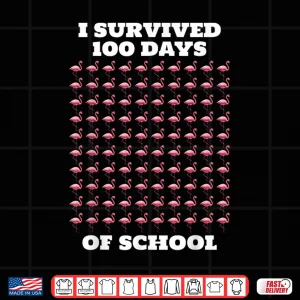Design Funny Pink Flamingos 100 Days of School Shirt 1