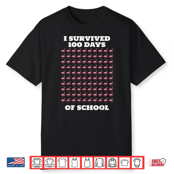 Funny Pink Flamingos 100 Days Of School Shirt