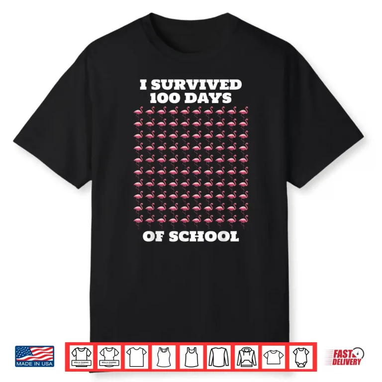 Funny Pink Flamingos 100 Days of School Shirt 1