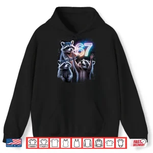 Hoodie Funny 67 Meme Racoons Worshipping The Moon Six Seven Meme Shirt 1