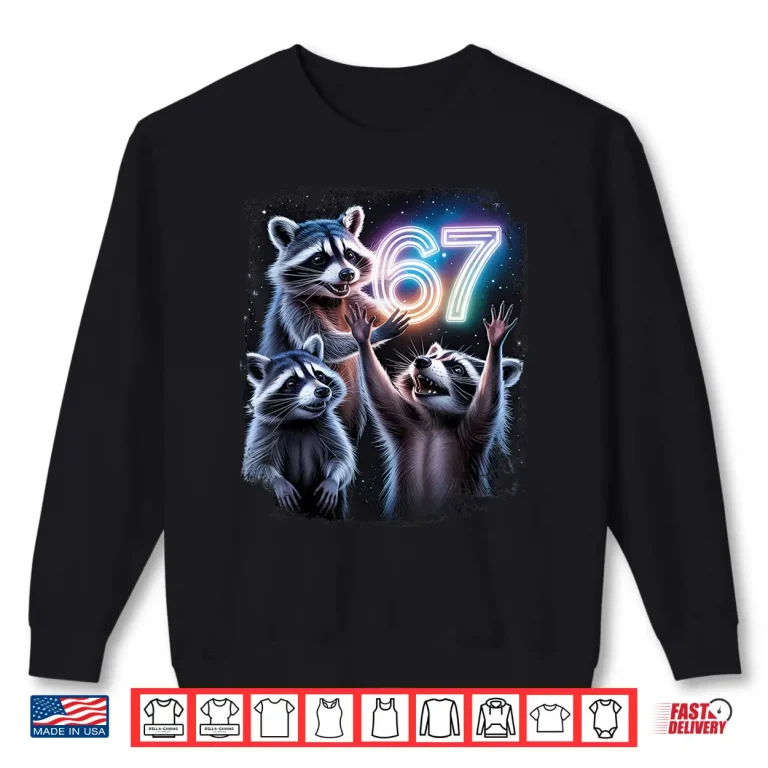 Sweatshirt Funny 67 Meme Racoons Worshipping The Moon Six Seven Meme Shirt 1
