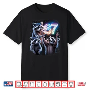 Funny 67 Meme Racoons Worshipping The Moon Six Seven Meme Shirt
