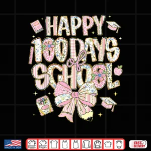 Design 100th Day of School Preppy 100 Days Teacher Kid Coquette Bow Shirt 2