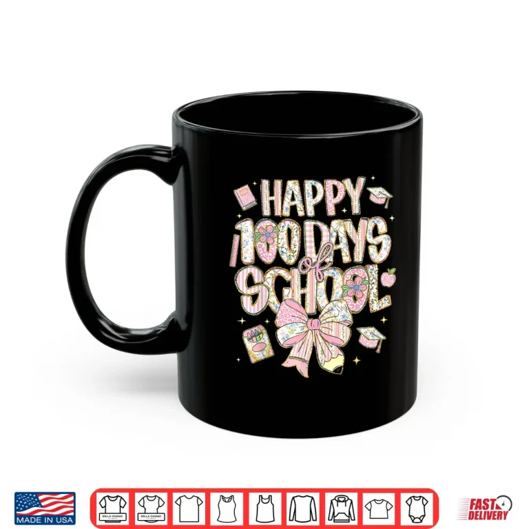 100Th Day Of School Preppy 100 Days Teacher Kid Coquette Bow Shirt 3 Mug 100th Day of School Preppy 100 Days Teacher Kid Coquette Bow Shirt 2
