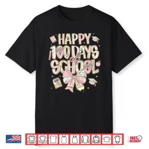 100Th Day Of School Preppy 100 Days Teacher Kid Coquette Bow Shirt