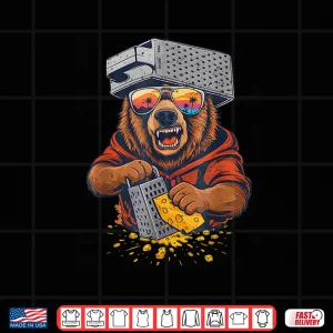 Design Retro Bear with Cheese Grater Hat and Sunglasses Vintage Shirt 2