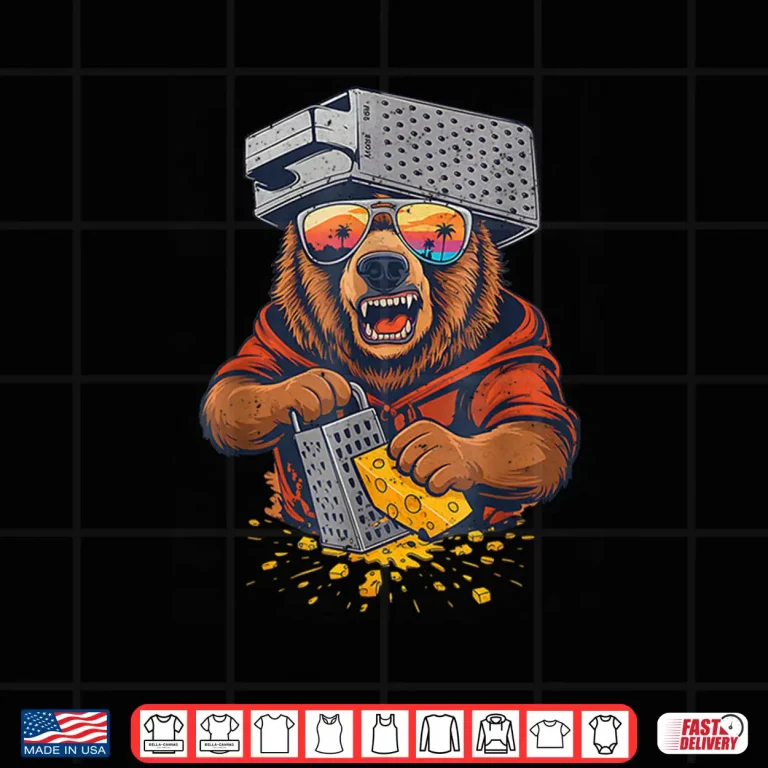 Retro Bear With Cheese Grater Hat And Sunglasses Vintage Shirt 4 Design Retro Bear with Cheese Grater Hat and Sunglasses Vintage Shirt 2