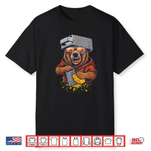 Retro Bear With Cheese Grater Hat And Sunglasses Vintage Shirt