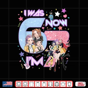 Design 7th Birthday Girl Funny Six Seven I was 6 Now Im 7 Year Old Shirt